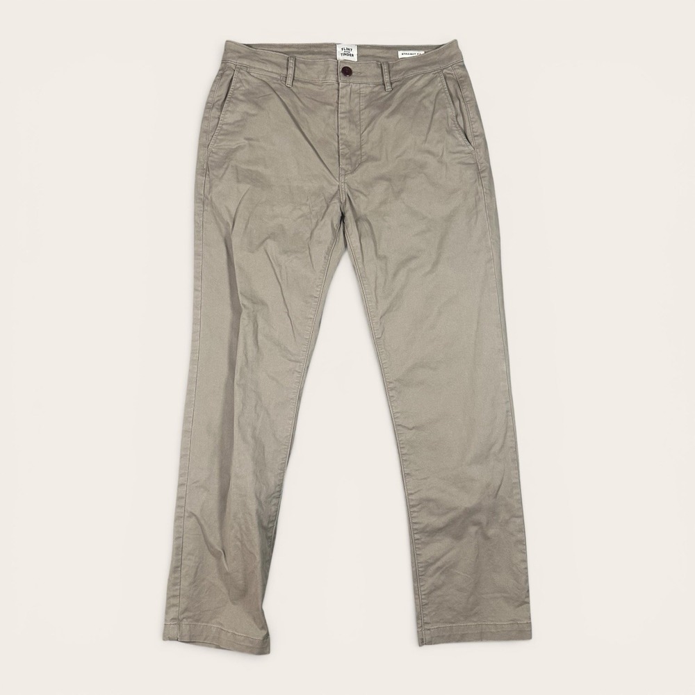 Flint And Tinder Pants Mens 32x30 Beige Straight Fit 365 5 Pocket Chino Stretch